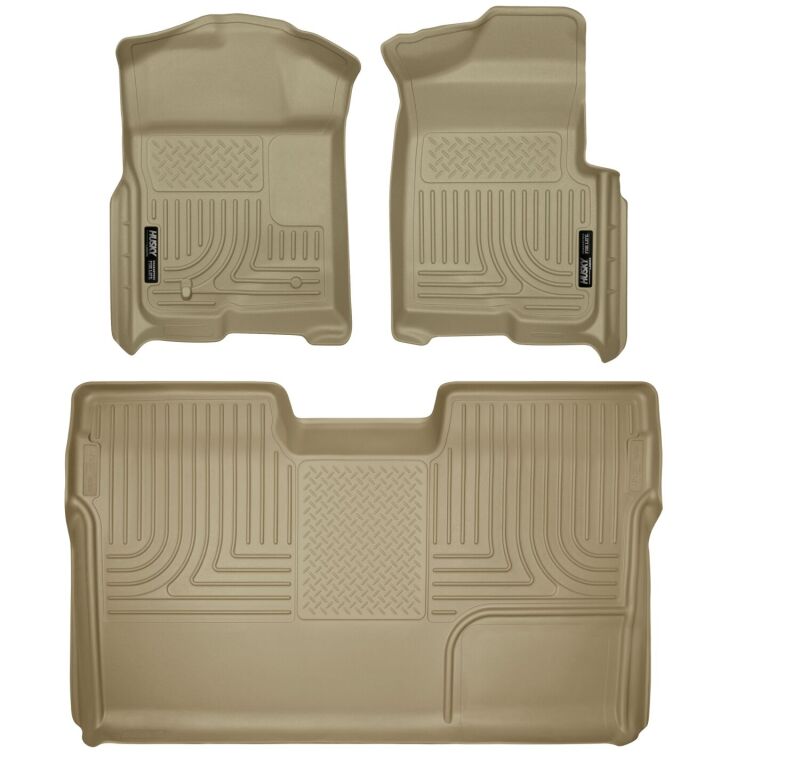 Ford F-150 Floor Liners - Front + Rear - Husky Liners - WeatherBeater Combo - Tan - `09-`12